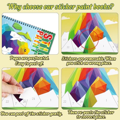 Image of 90shine 2PCS Sticker Books for Kids Ages 4-8 Multicolored Magic Themed Designs Party Gift Create 22 Pictures