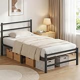 Frost IX Single Bed Frame, 3ft All Metal Slats Support Platform Bed Frame with Under-Bed Storage Space, Easy Assembly, Noise Free, No Box Spring Needed, Black