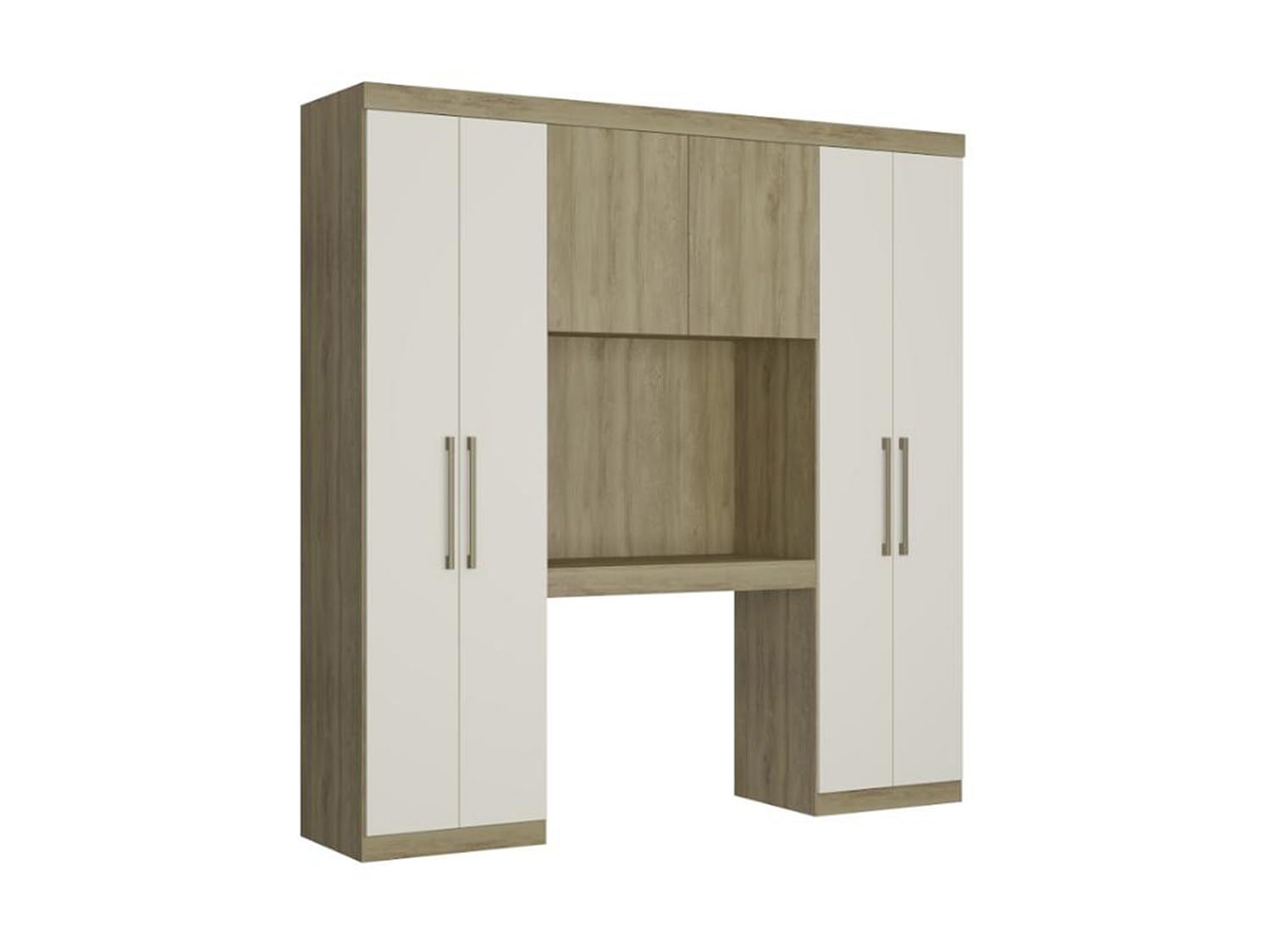 Vente-​unique Ponte letto Antero II - 6 ante - con armadi e ripostigli - L.200 cm - Rovere e Avorio