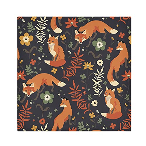 Fall Foxes Flowers Cloth Napkins Set of 6 Autumn Floral Animal Dinner Napkins for Dining Table Kitchen 20x20 Inches Daily Party Housewarming