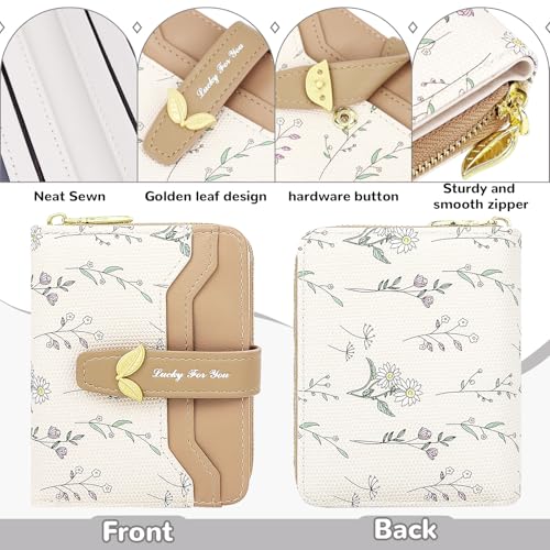 Small Wallet Womens Brown Flower Cute Wallet's Women Mini Wallets for Ladies Slim Change Purse for Ladies Bifold Wallet Womens With Zipper Coin Pocket Purses Card Holder for Women3