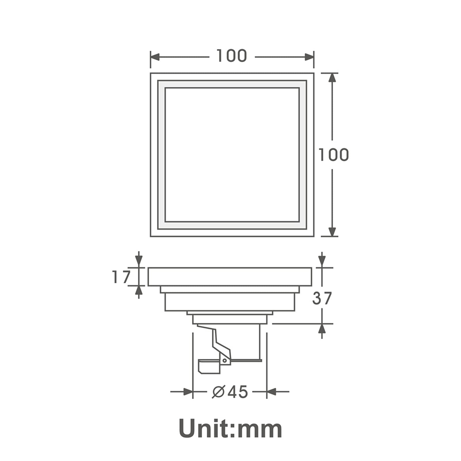 FENOKD Square Shower Drain, 4 Inch Solid Brass Shower Floor Drain with Removable Cover Grid Grate, Rose Gold Invisible Floor Drain Includes Hair Strainer
