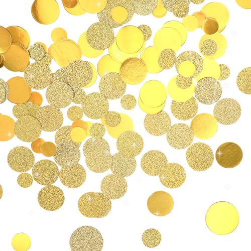 200 Pcs Gold Confetti for Tables - Golden Confetti for Glitter Scatter Table Decoration - Paper Craft Supplies for Birthday Party Anniversary Bridal Baby Shower Wedding Gift Circle Dots Decor