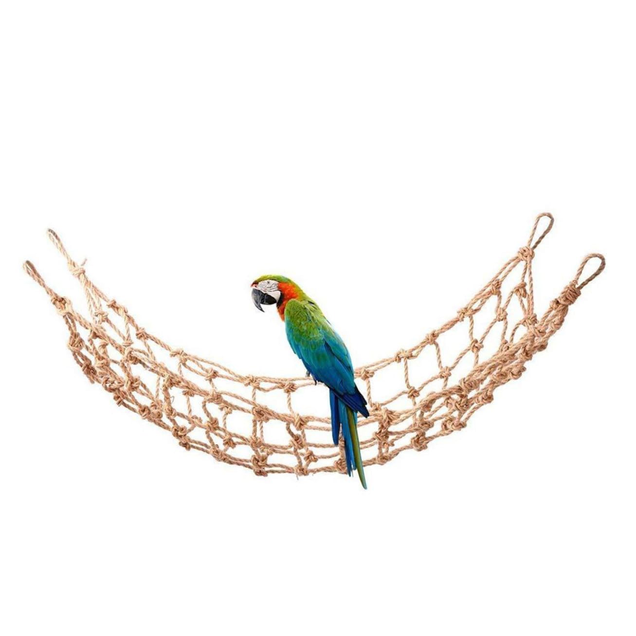 GALPADA Parrot Hanging Net Kletternetz aus Beißfestem Hanfseil für Mittelgroße und Große Papageien Langlebiges Vogelspielzeug Bewegung und Beschäftigung Einfache Montage im Käfig