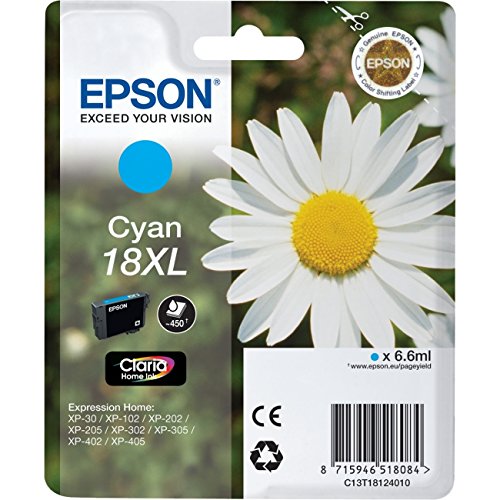 Cartouche d'encre bleu Epson C13T18124010 consommable imprimante jet d'encre cyan série 18