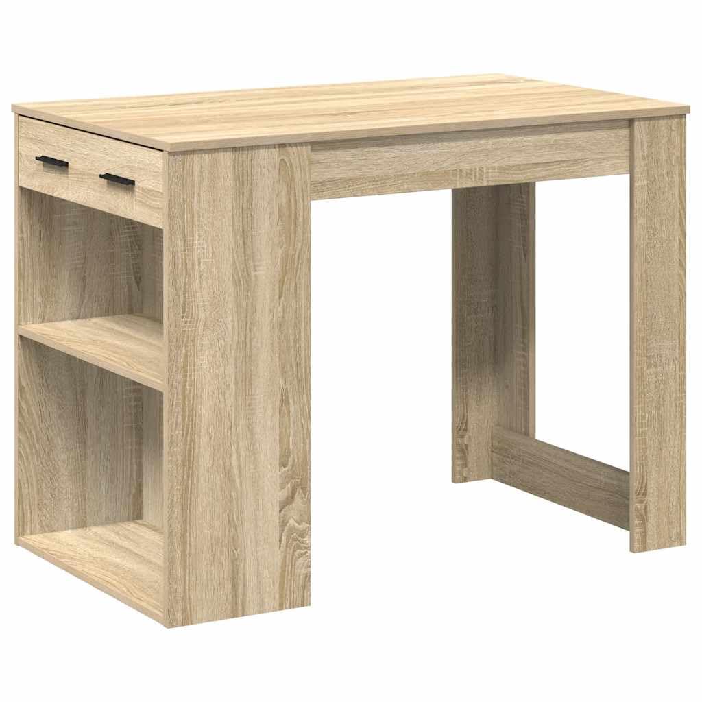 Table de travail moderne en bois chêne Sonoma bureau informatique avec rangement et tiroirs
