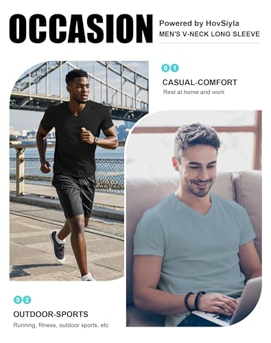 Men's T Shirts Quick Drying V-Neck Athletic Shirt Running Gym Workout Moisture Wicking T-Shirt for Casual 6