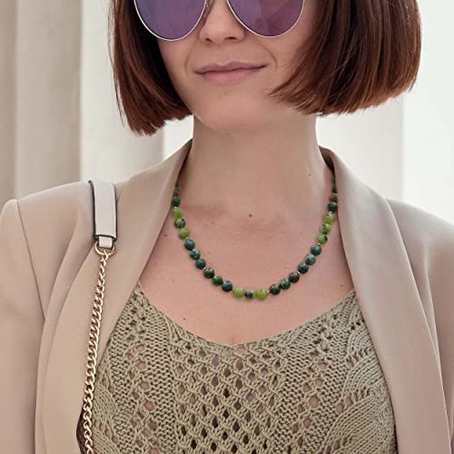 Beaded Necklace for Women,8MM Jasper Stone Necklace, Handmade Fashion Jewelry Gifts,Bead Choker Necklace2