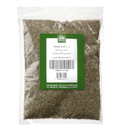 Alfalfa Leaf Cut & Sifted by Herb Co Medicago Sativa from Egypt Kosher for Tea Soups Stews Baked Goods Smoothies Oils & Salves 1/4 lb