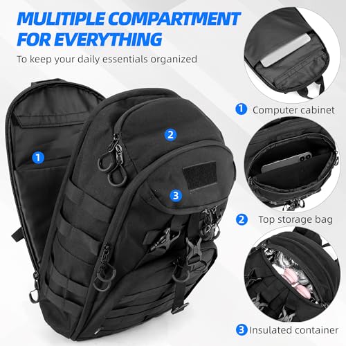 Image of gracedon Tactical Backpack for Men and Women Black2 | Water Repellent, 3-Day Assault Rucking Backpack, MOLLE Webbing, For Climbing Trekking Outdoor Sports