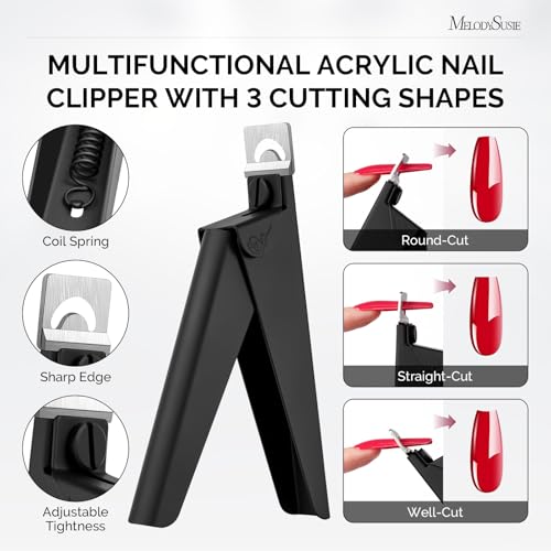 Image of MelodySusie 4 in 1 Stainless Steel Acrylic Nail Tool Kit, Black | Fake Nails Tips Cutter, Cuticle Trimmer,Cuticle Pusher, Nail Polish Scraper, Pedicure Manicure Tools for Home Salon