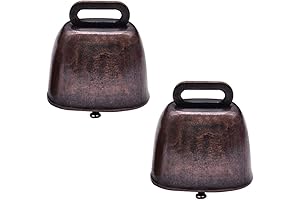 2 Pack Antique Style Metal Cow Bells, Super Loud Horse Sheep Copper...