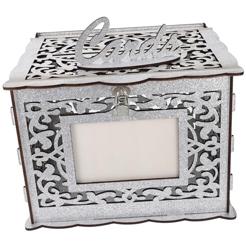 Caja de madera para tarjetas de boda rústica y recuerdos con ranura 2