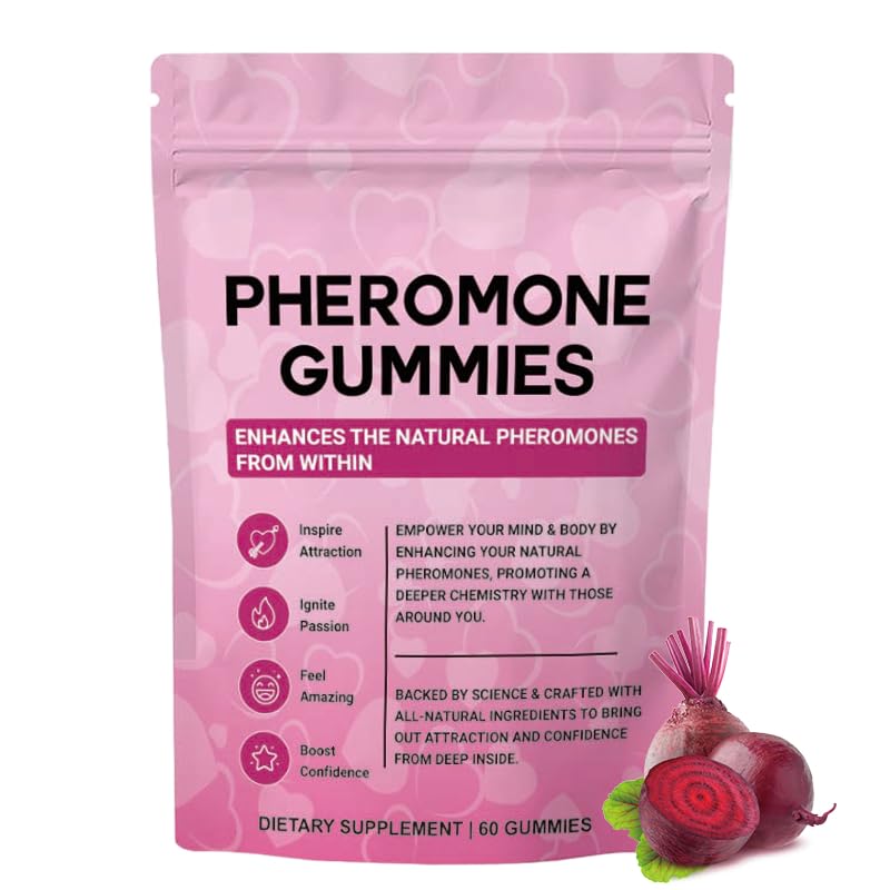 Josmon Pheromone Gummies for Women Feminine Balance Gummies Strawberry Flavor Vegan Gluten Free Pink 60 Gummies