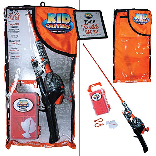 Kid Casters Tangle-Free Telescopic Fishing Rod, Tackle Box & Back Pack Complete Kit
