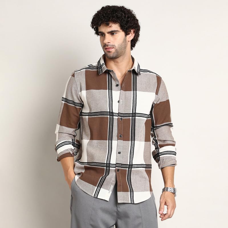 Image of CAHOOT Men's Shirt for Casual Wear | Mid-Rise | Regular Fit | Button Closure | Shirt Crafted with Comfort Fit for Everyday Wear