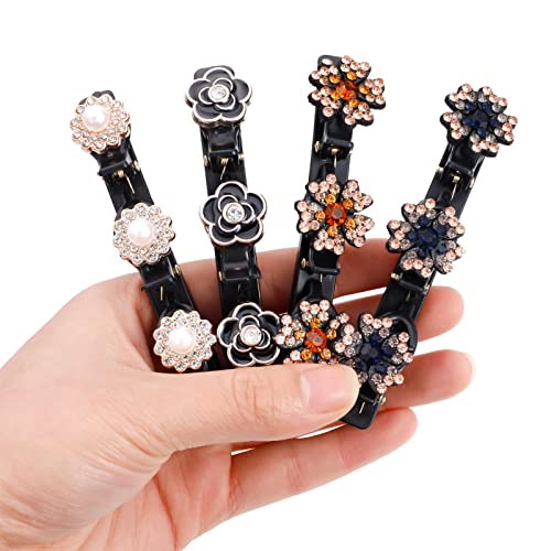 Foto von ALTcompluser 4 Stk Haarspange mit Kristallblume, Kolibri-Haarspange mit Kristallblume, Haarschmuck für Frauen, Strass-Haarspange für Damen Mädchen, Modische Mini-Haarspangen