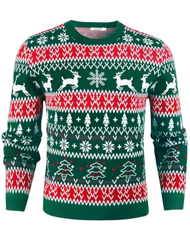 Preisvergleich Produktbild iClosam Herren Weihnachtspullover Strickpullover Langarm, Ugly Christmas Sweater Herren Weihnachtspulli, Lustige Strick Christmas Sweater, Pullover mit Rundhalsausschnitt