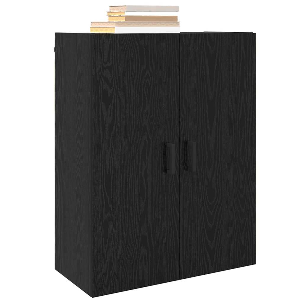 Vidaxl Black Oak Wall Cabinet 69.5 X 34 X 90 Cm Engineered Wood