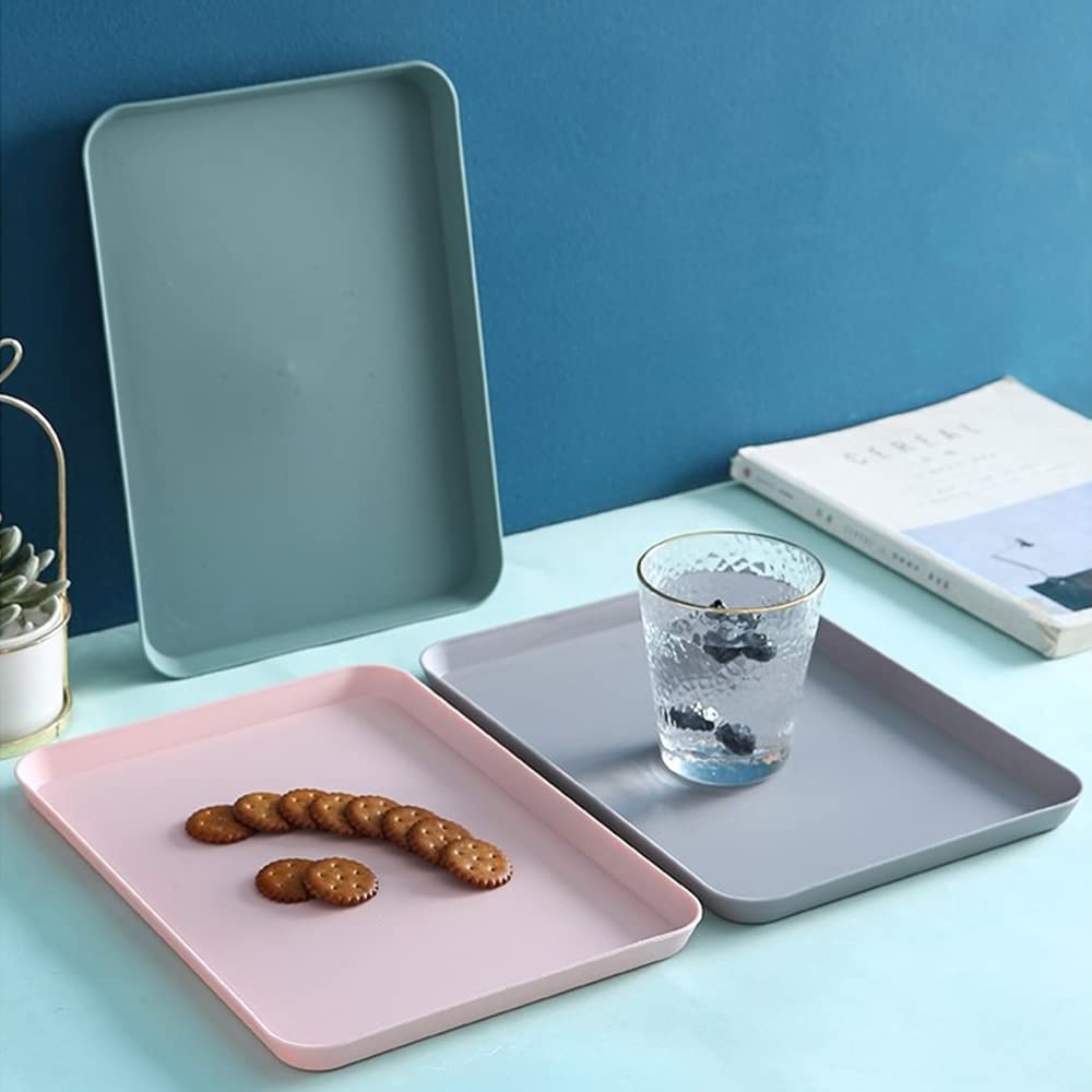 3 Pezzi Vassoio Plastica Rettangolare, Vassoio Caffe, Vassoi Fast Food, Vassoi Plastica per Feste, Cucina, Sala da Pranzo, Caffetteria, 3 Colori, 29,5 x 21 cm