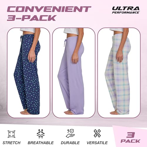 Image of Ultra Performance Pajama Pants Women 3 Pack Soft PJ Lounge Pajama Pants