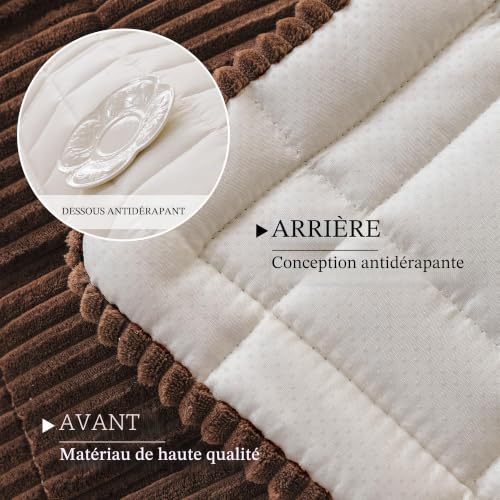 MYSKY HOME Housse De Canapé d'angle, Protection Canapé AntidéRapante，Housse Canape 2 3 4 Places Velours, 70x150cm, Chocolat – vue 5