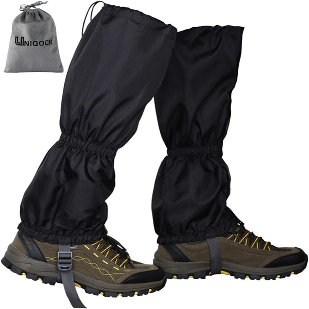 UNIQOCK Gaiters for Hiking – Waterproof and Breathable Leg Gaiters for Women and Men Boots, Adjustable Lightweight Shoes Gaiters for Hunting, Hiking, Mountaineering, Snow Gaiters for Hiking Boots