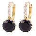 GUICX Gold Tone Captivating rhinestone Created Round black pearl Unique Party Earrings Hoop
