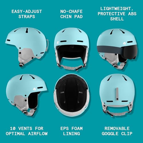 Image of Comstock Kids Ski & Snowboard Helmet with ABS Shell, EPS Impact Protection & 10 Cooling Vents - Adjustable Winter Sports Gear, Goggle Clip