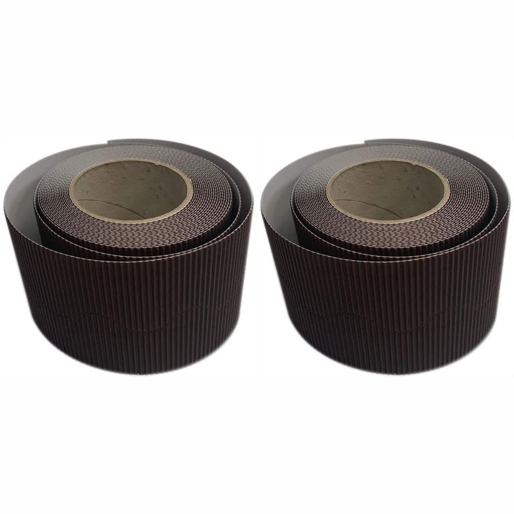 3 Ace Crafts (Pack of 2) Corrugated Display Borders Roll (Chocolate Brown) Size 57mm x 15m - School Classroom Decoration, Bulletin Board & Crown Making Craft, Scalloped Edge Border Roll Fade Resistant — image 1