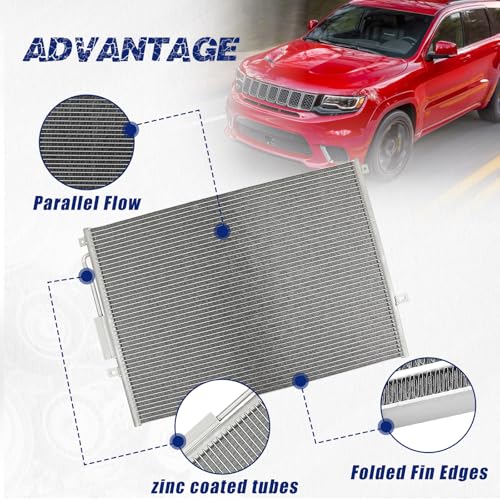 Image of Air Conditioning A /C Condenser Compatible with Jeep Grand Cherokee 1999-2003 4.0L 4.7L # 4925, CN4925PFC, 55115918, 55115918AB, 55115918AC, 55115918AE