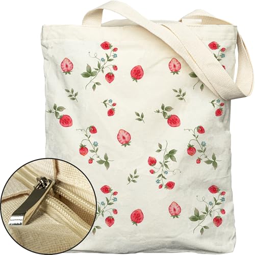 Tote-Bag-for-Women-Large-Two-Sided-Printing-Tote-Bags-with-Zipper-Cute-Aesthetic-Floral-Canvas-Tote-with-Pocket