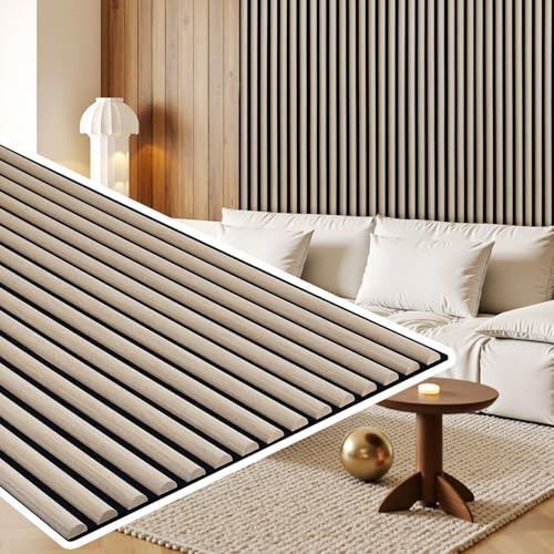 Vkechh 2 paneles acústicos de 120 x 60 cm, 1,44 m², paneles de madera semicirculares 3D en MDF y fieltro acústico, revestimiento de pared acústico moderno para casa y estudio – roble blanco