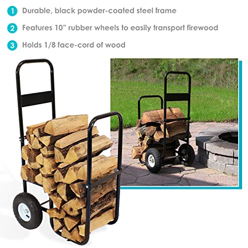 Sunnydaze QX-FLC-M Outdoor Firewood Log Cart thumb #2