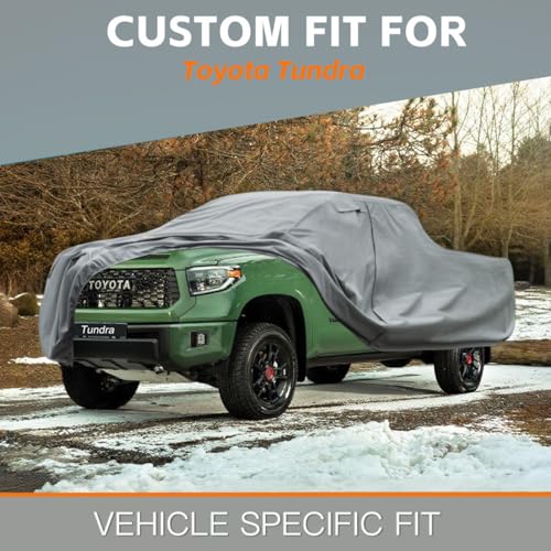 Image of Kayme Heavy Duty Truck Cover Custom Fit Toyota Tundra(1999-2021) Access Cab /Extended Cab SB Short Bed. Waterproof All Weather for Pickup, Full Exterior Covers Sun Rain UV Protection.