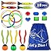 Tacobear 18pcs Juguete de Buceo Anillos de Buceo Torpedos Bandidos Diving Gems Dive Ball Streamers Juguetes para Piscina Natación Subacuática Verano Juegos para Niños