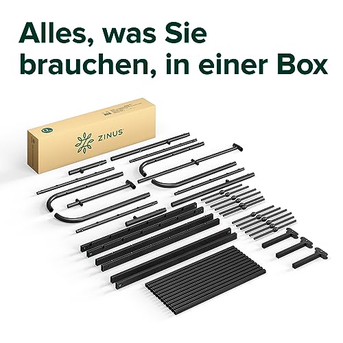 Zinus Heidi Bett 90x200 cm - Höhe 31cm mit Stauraum unter dem Bett - Metall Plattform Bettgestell mit Kopfteil und Fußteil - Schwarz