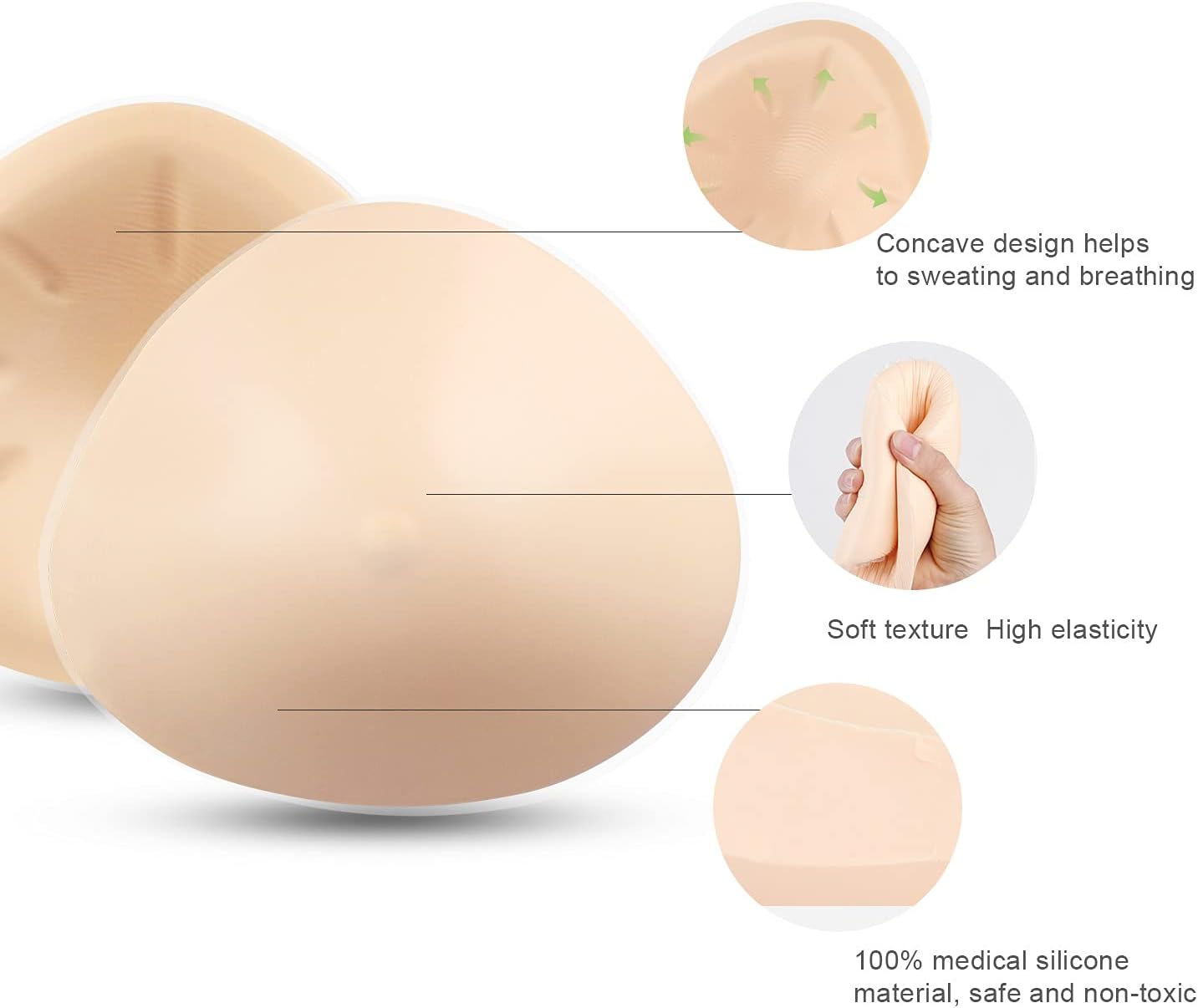 Triangle Lightweight Silicone Breast Forms, Concave Breast Prosthesis Bra Inserts for Mastectomy Swim Cosplay(1 Piece)