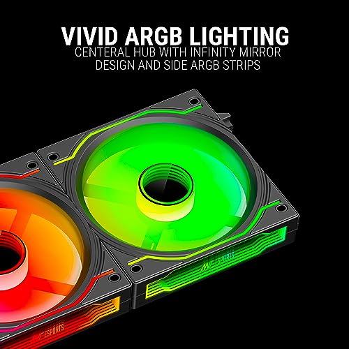 Image of Ant Esports Crystaflow 3 in 1 120mm ARGB Case Fan Kit with ARGB Controller, 2000 RPM, 58.23 CFM Airflow - Black