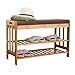 HLY Banc de chaussure de changement de chaussure européen Simple en bois massif moderne peut s'asseoir étagère à chaussures essayer sur chaussures chaussures banc repose-pieds/Couleur bois