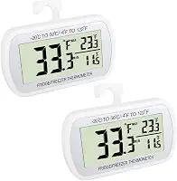 VOULOIR Termômetro de Geladeira À Prova D'Água, Termômetro Digital de Freezer, Função de Registro Máximo/Mínimo, Tela Lcd Grande e Parte Traseira Magnética para Cozinha, Casa, Restaurantes(2)
