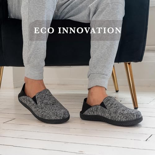isotoner Men's Recycled Sport Knit Miles Closed Back Slip on Slipper, Black, Large | Image 3