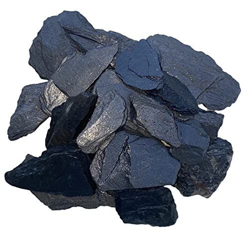 Awesome Aquatic Natural Black/Gray Slate 1-3 inch Rocks Stone for Aquascaping Aquariums, Landscaping Model, Terrarium & Vivarium Enclosures, Miniature & Fairy Garden, Models (2 lb 1-3 inch)