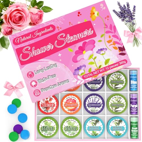 Geschenk Set für Frauen 12 Stück & 24 Badebomben Tabletten -Geschenk für Frauen 6 Verschiedene Düfte mit Natürlichen Ätherischen Ölen Stress Abbauen und Entspannen