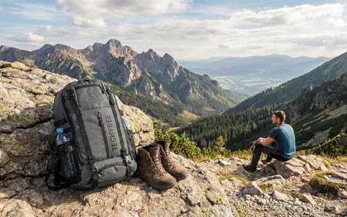 Image of Large 50L Laptop Backpack with Shoe Compartment, Rain Cover, Waterproof Travel Rucksack for Men & Women, (Panther Grey)