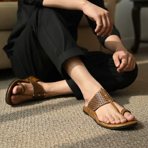 Image of DFR Ethnic Sandals For Boys Men, Comfortable Men's Rajasthani Slippers Chappals