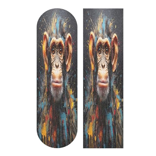 Coikll Watercolor Monkey Skateboard Grip Tape Deck Sandpaper for Rollerboard 10