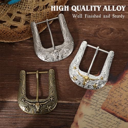 2 Western Leather Belt Strap &1 Cowboy Buckle3