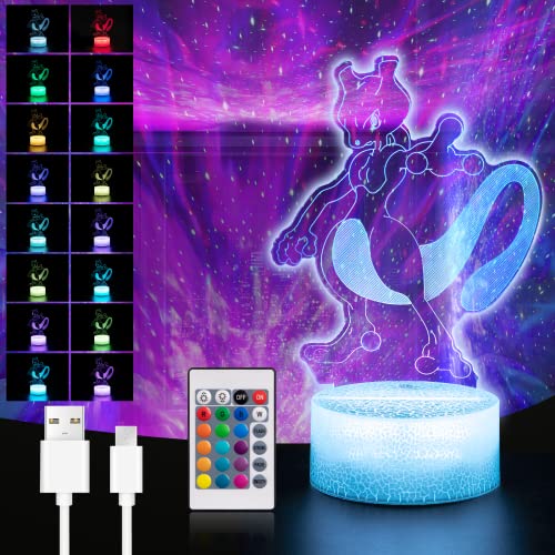 Moocuca 3D LED Illusion Lampe, Nachtlicht für Kinder, 3D Nachtlicht mit...