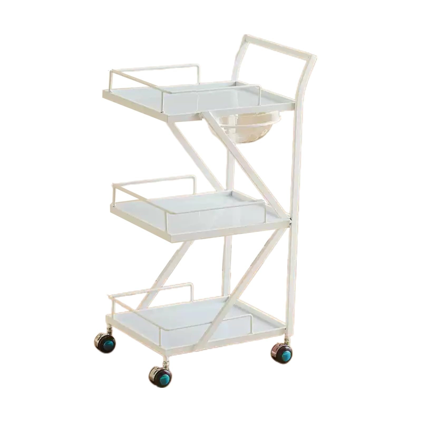 Barbershop Beauty Tool Cart Multi-Purpose Tool Cart with Workbench Salon Trolley with Wheels,Corner Arc Layered Storage,Convenient Universal Pulley,Suitable for Salon Spa Tattoo(White,32x40x85cm)